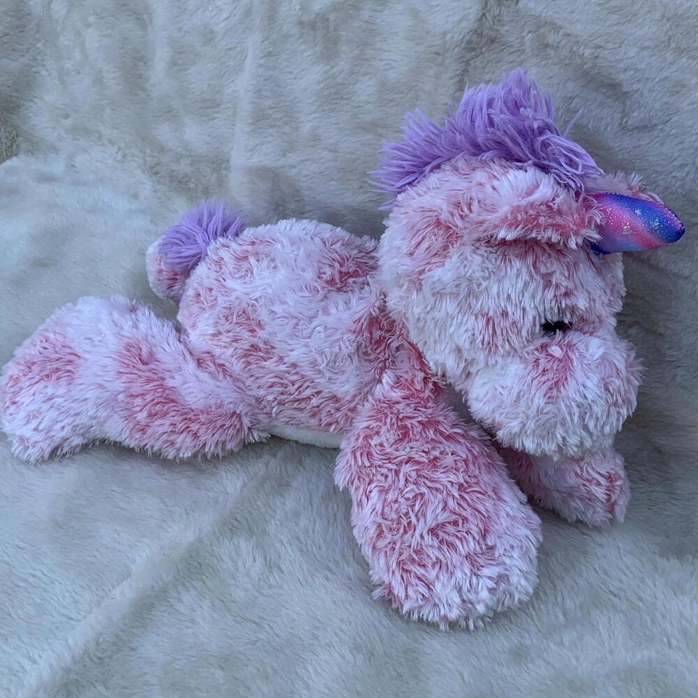 Hug & Luv Pink Unicorn Plush 20” Laying Stuffed Animal Toy Floppy Sparkle Horn